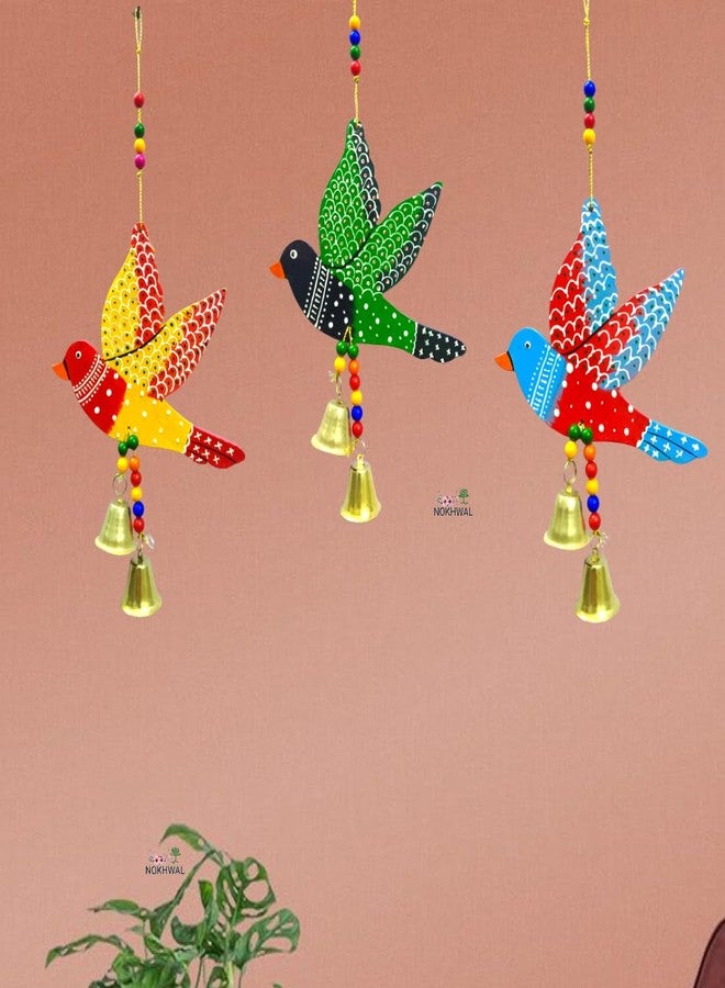 NOKHWAL Bird Hanging Handmade Birds Main Door Decorative Wall Hanging Hand Painted Birds for Balcony Garden Decoration Hanging Decorative Items for Holl Room Wall Décor Decorative for Home (A) - Image 1